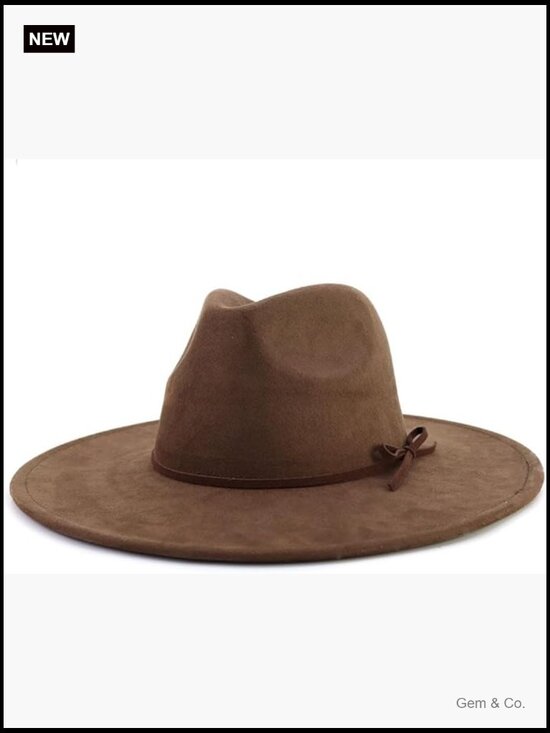 Classic Suede Fedora Hat with Wide Brim, Unisex Adjustable main image 6